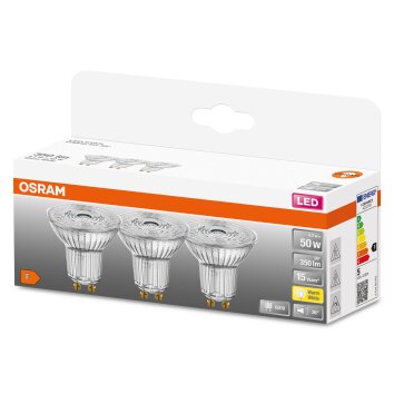 OSRAM LED STAR PAR16 Juego de 3 GU10 4,3 W 2700 Kelvin 350 Lumen