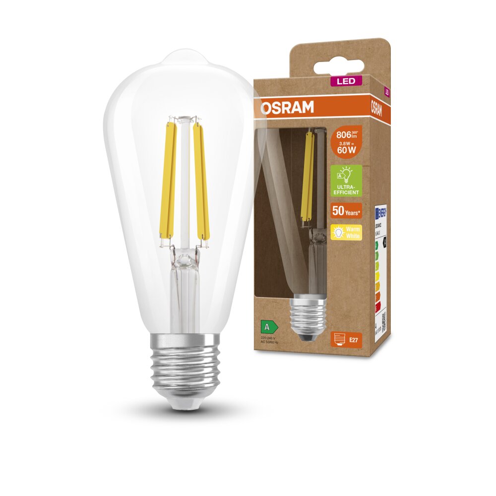 OSRAM LED E27 3,8 W 3000 Kelvin 806 Lumen main product photo