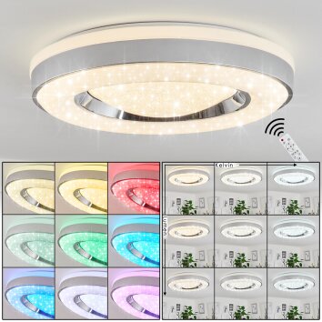 Cancinos Lámpara de Techo LED Plata, Blanca, 2 luces, Mando a distancia, Cambia de color