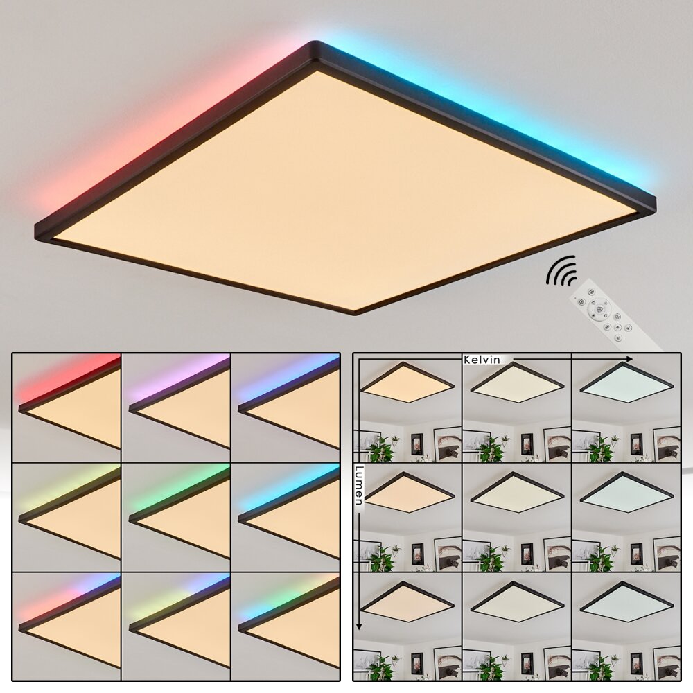 Hortinhas Lámpara de Techo LED Negro, 1 luz, Mando a distancia, Cambia de color main product photo