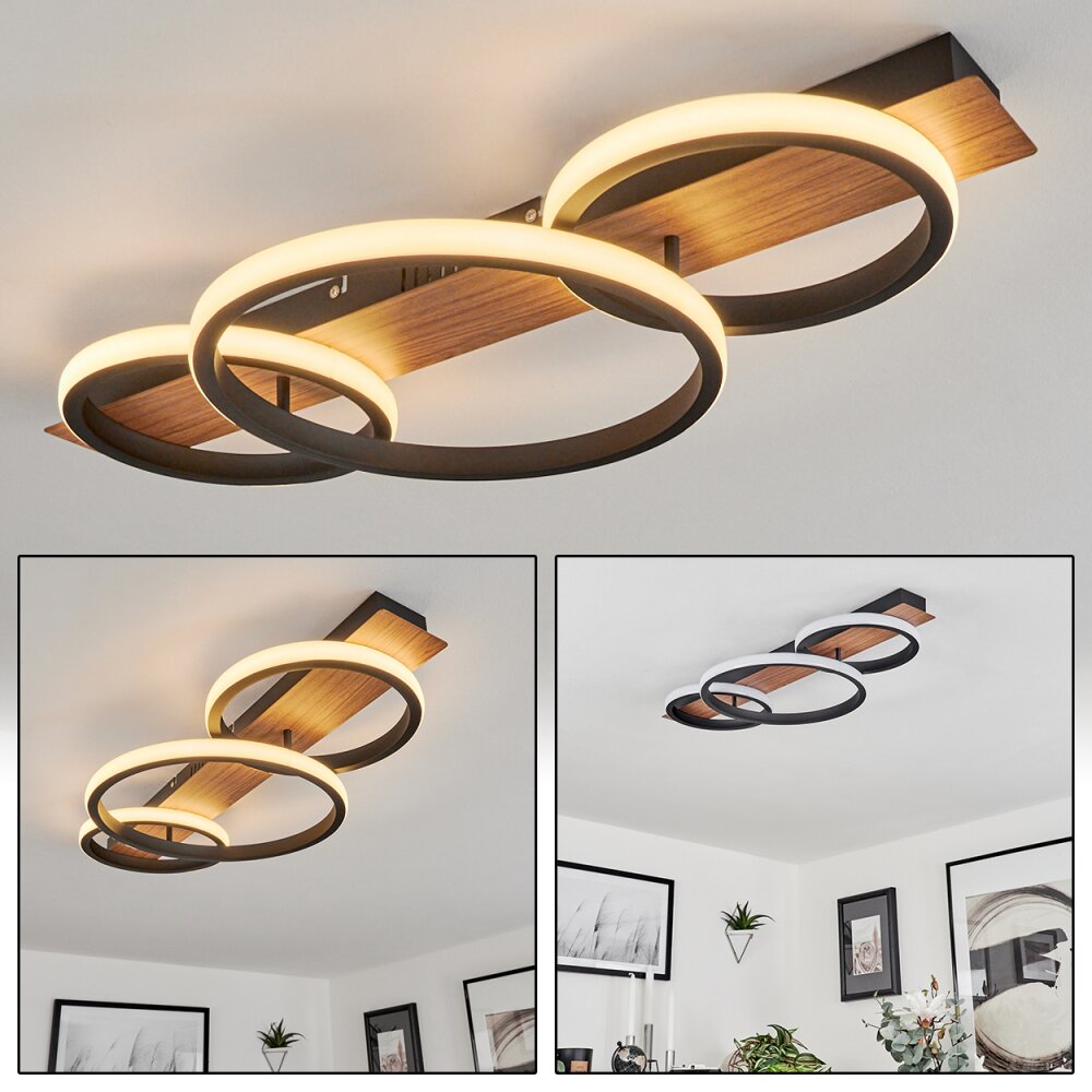 Canhestros Lámpara de Techo LED Marrón, Color madera, Negro, 1 luz main product photo