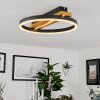 Angtasom Lámpara de Techo LED Marrón, Color madera, Negro, 1 luz, Mando a distancia