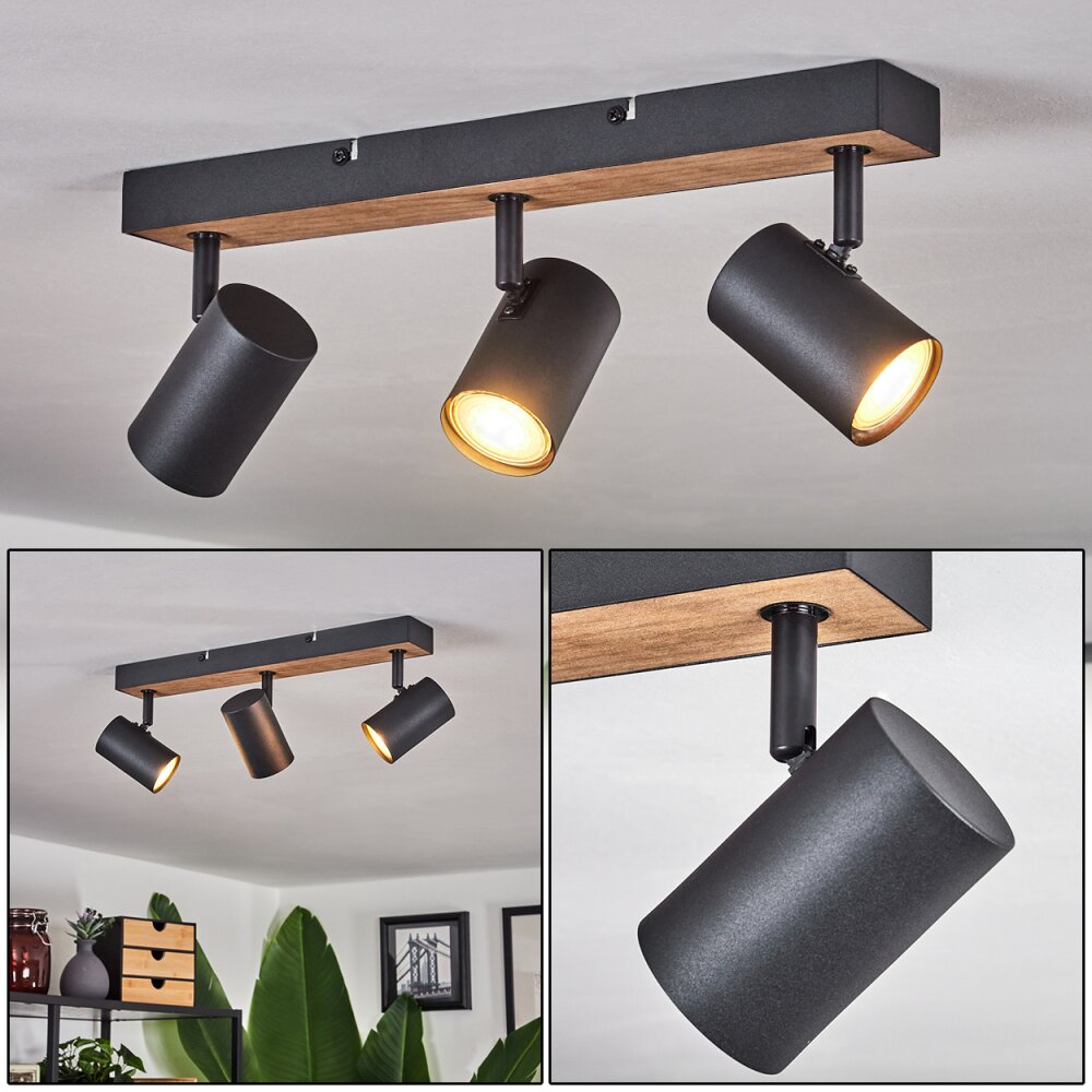 Javel Lámpara de Techo Marrón, Color madera, Negro, 3 luces main product photo