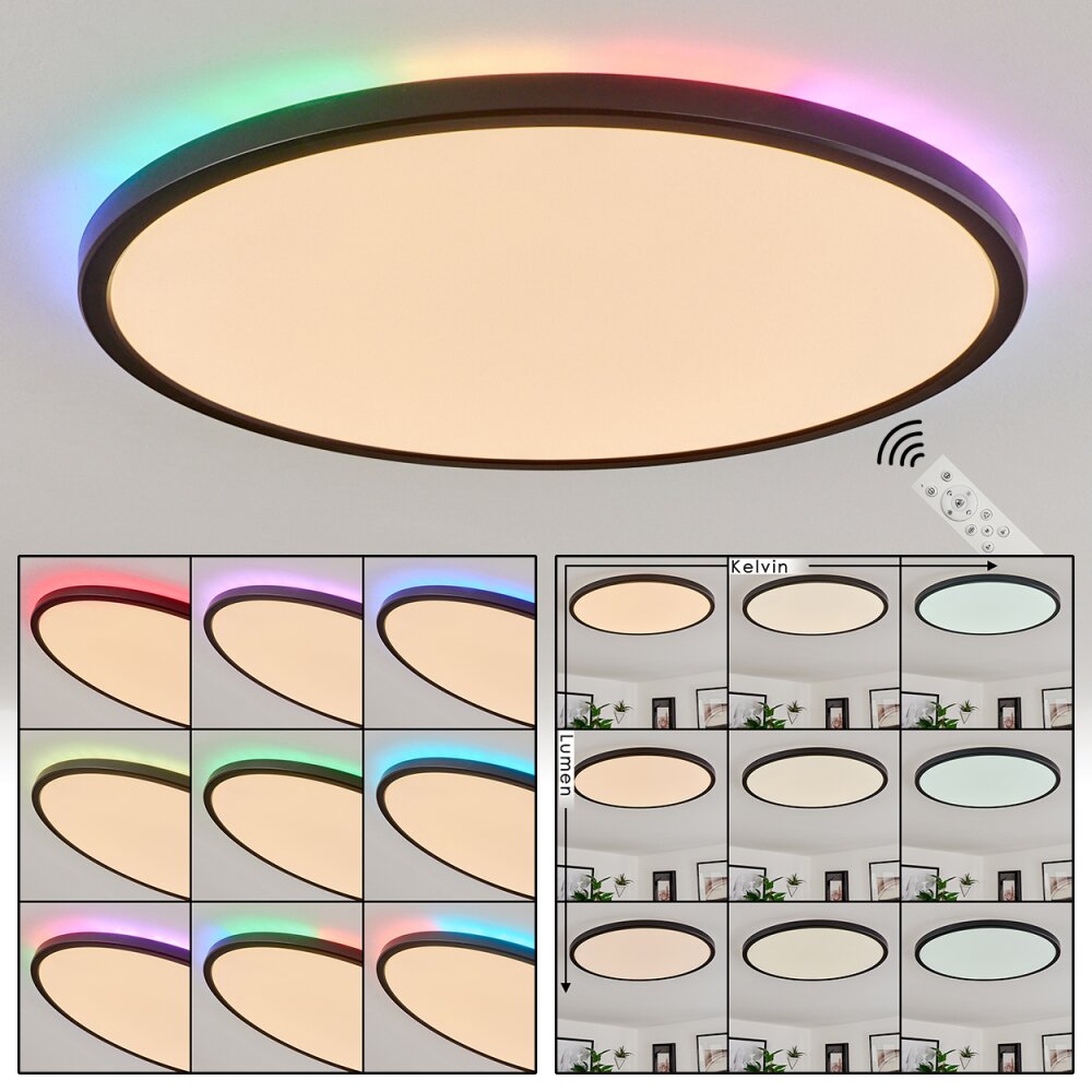 Hortinhas Lámpara de Techo LED Negro, 1 luz, Mando a distancia, Cambia de color main product photo