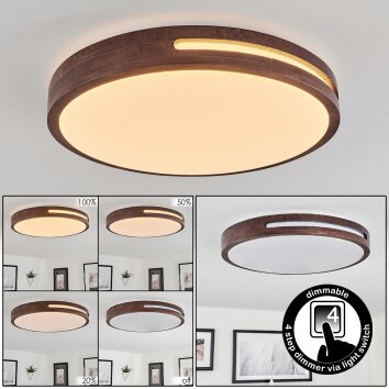 Tikkala Lámpara de Techo LED Madera oscura, Blanca, 1 luz
