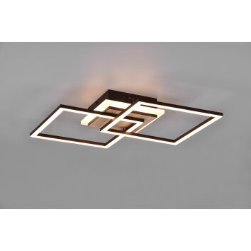 Reality Giro Lámpara de Techo LED Color madera, Negro, 1 luz, Mando a distancia