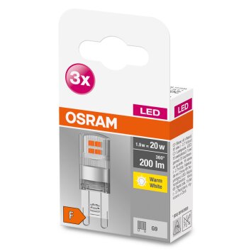 OSRAM LED BASE PIN Juego de 3 G9 1,9 watt 2700 Kelvin 200 Lumen