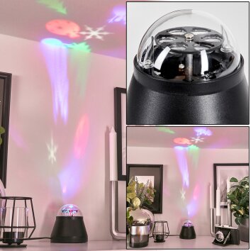 Atabueira Lámpara de mesa LED Negro, 1 luz, Cambia de color