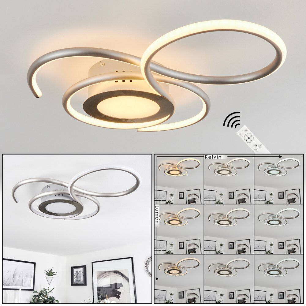 Olok Lámpara de Techo LED Níquel-mate, 1 luz, Mando a distancia main product photo