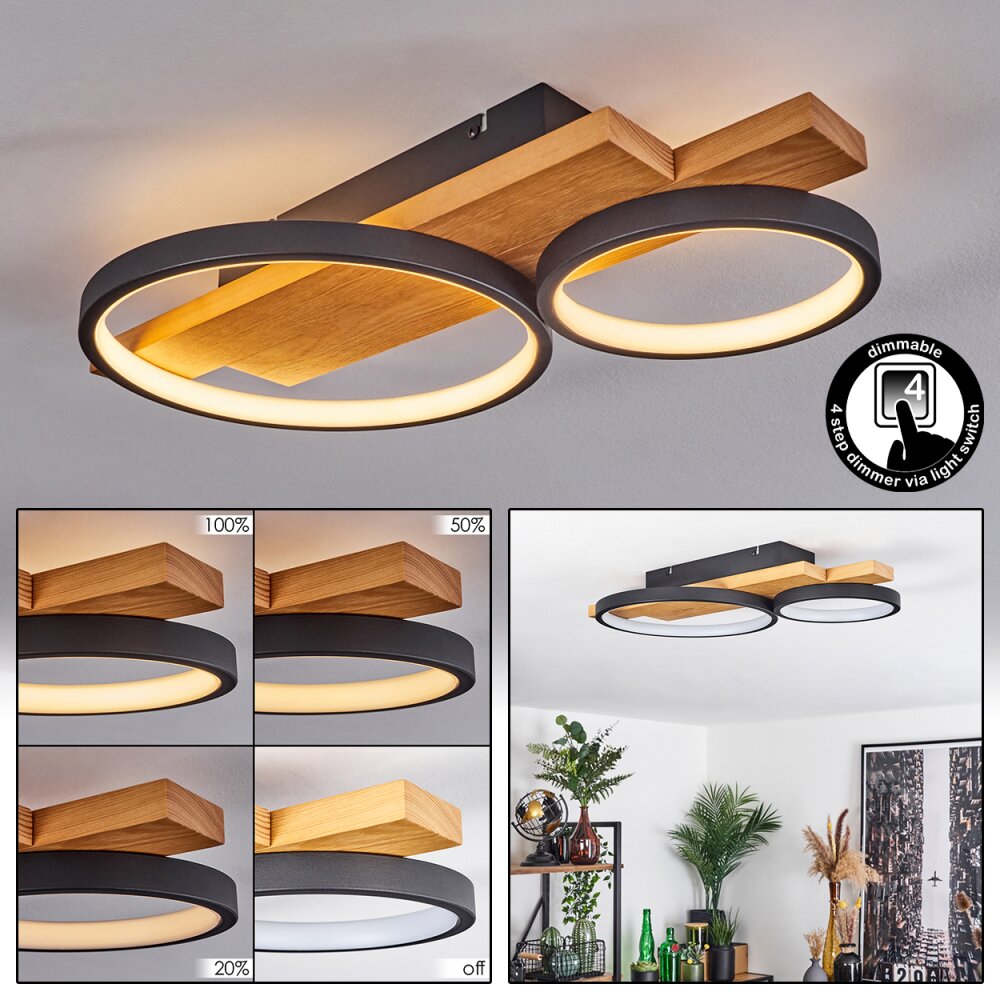 Rodekro Lámpara de Techo LED Crudo, Negro, 1 luz main product photo