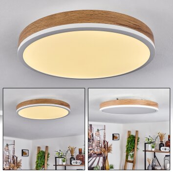 Salmi Lámpara de Techo LED Marrón, Color madera, Blanca, 1 luz