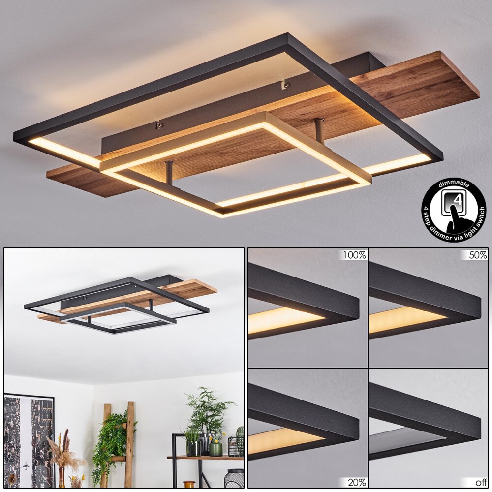 Pompu Lámpara de Techo LED Crudo, Negro, 1 luz main product photo