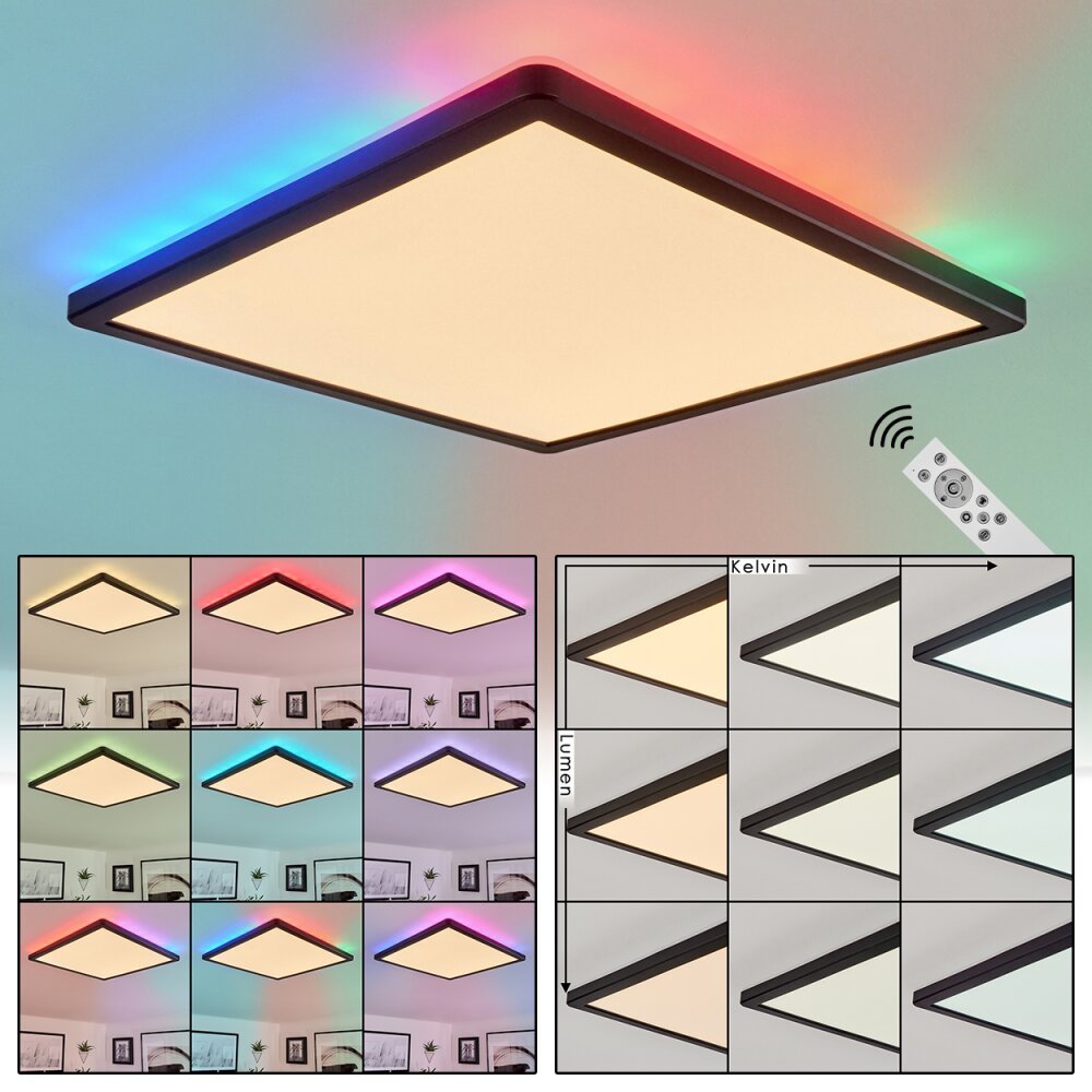 Hortinhas Lámpara de Techo LED Negro, 1 luz, Mando a distancia, Cambia de color main product photo