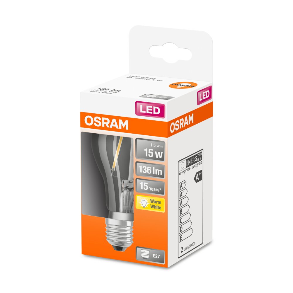 OSRAM Retrofit LED E27 1,5 W 2700 Kelvin 136 Lumen main product photo