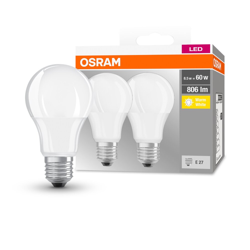 OSRAM Juego de 2 LED E27 8,5 W 2700 Kelvin 806 Lumen main product photo