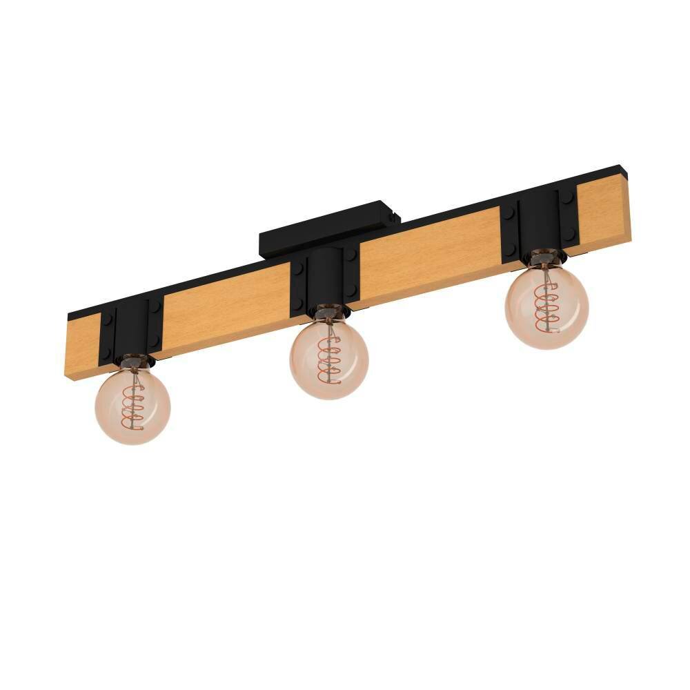 Eglo BAILRIGG Lámpara de Techo Crudo, Negro, 3 luces main product photo