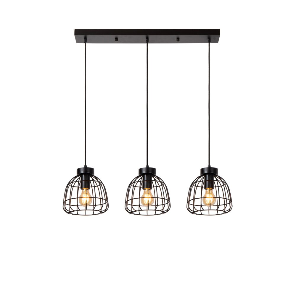 Lucide FILOX Lámpara Colgante Negro, 3 luces main product photo