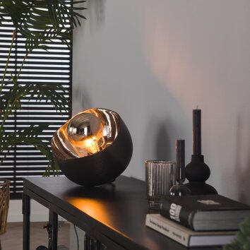 Mirror Lámpara de mesa Níquel-mate, Negro, 1 luz