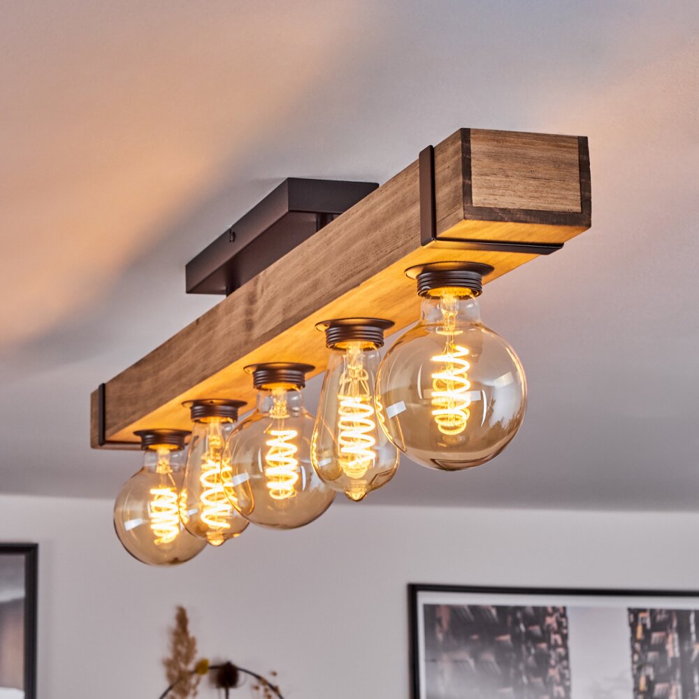 Lámpara Industrial Retro Negro Lámpara De Techo 6 Focos Vintage Negra - Orientable, Estilo Industrial, E14 (Sin Bombillas) Foco Pared Interior