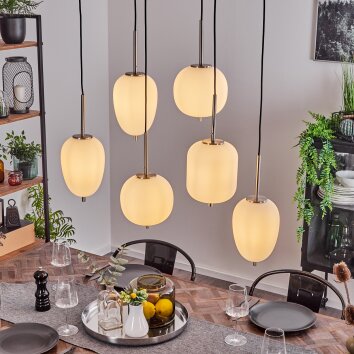 Verbania Lámpara Colgante Blanca, 6 luces