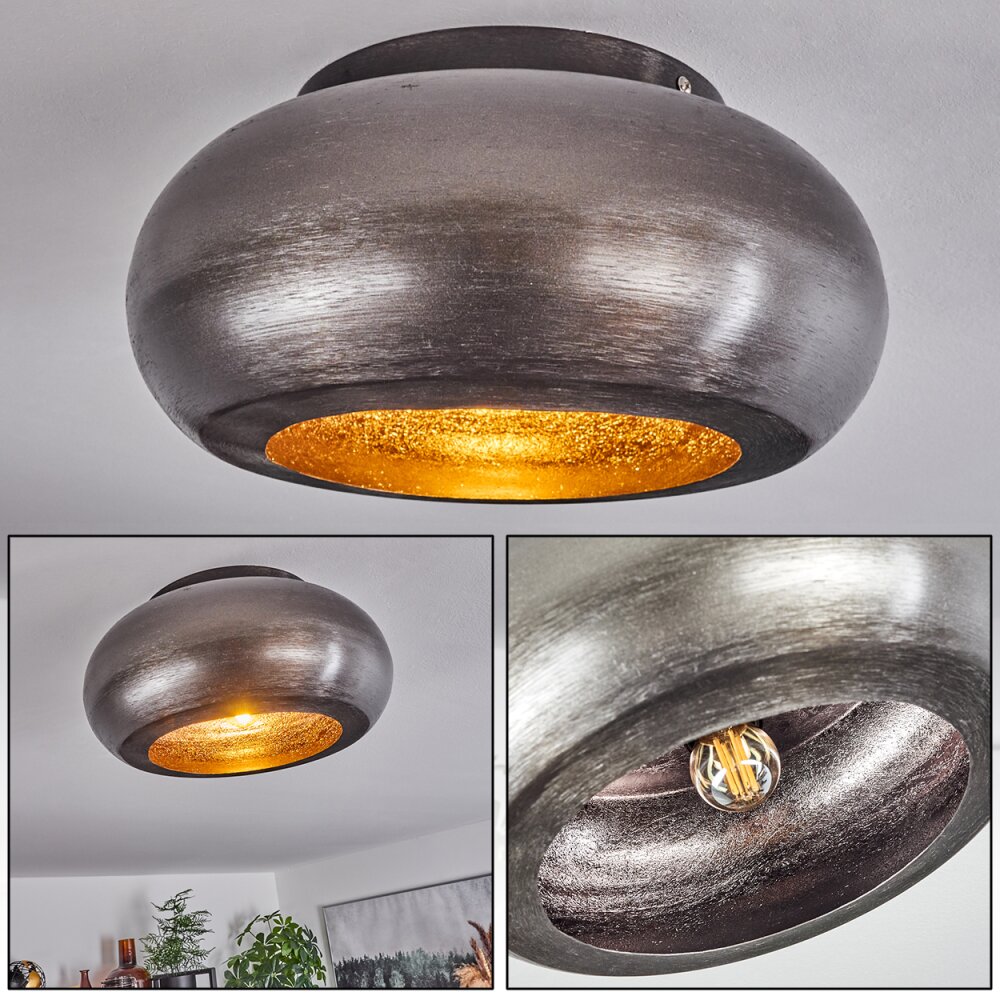 Zigne Lámpara de Techo Plata Antigua, Negro, 1 luz main product photo