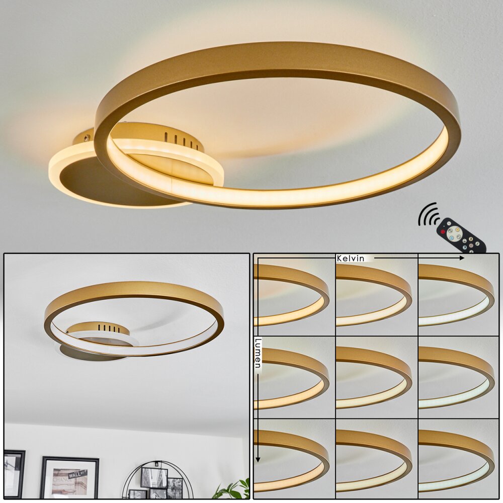 Bina Lámpara de Techo LED Latón, 1 luz, Mando a distancia main product photo