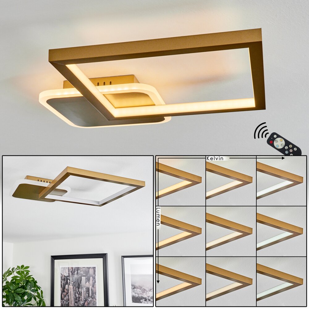 Bina Lámpara de Techo LED Latón, 1 luz, Mando a distancia main product photo