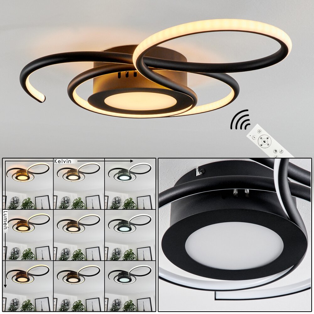 Olok Lámpara de Techo LED Negro, 1 luz, Mando a distancia main product photo