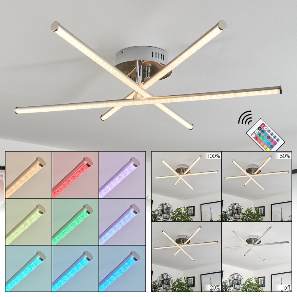 Noppa Lámpara de Techo LED Cromo, Níquel-mate, 3 luces, Mando a distancia, Cambia de color main product photo