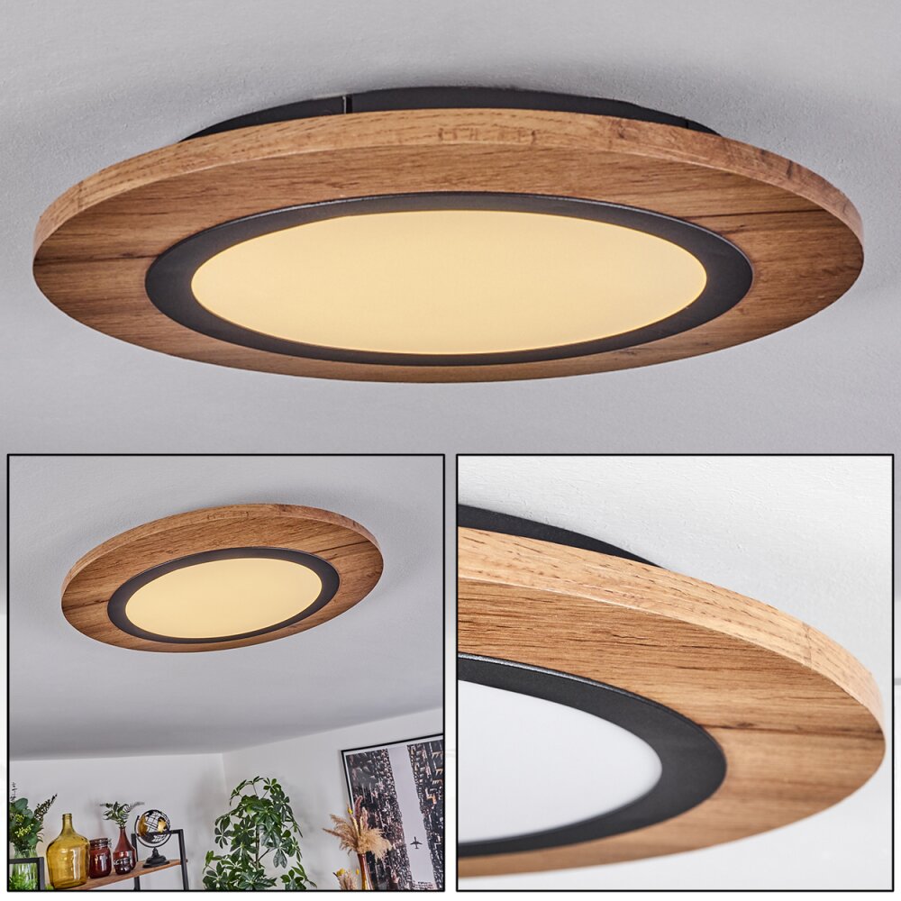 Salmi Lámpara de Techo LED Color madera, Negro, 1 luz main product photo
