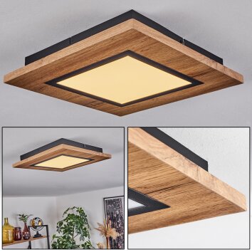 Salmi Lámpara de Techo LED Color madera, Negro, 1 luz