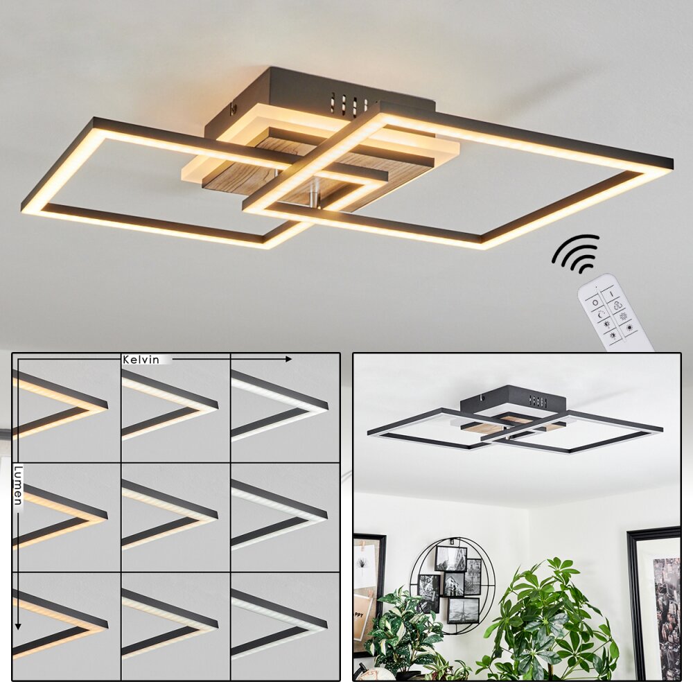 Audouin Lámpara de Techo LED Color madera, 1 luz, Mando a distancia main product photo