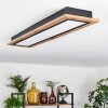 Salmi Lámpara de Techo LED Color madera, Negro, 1 luz, Mando a distancia