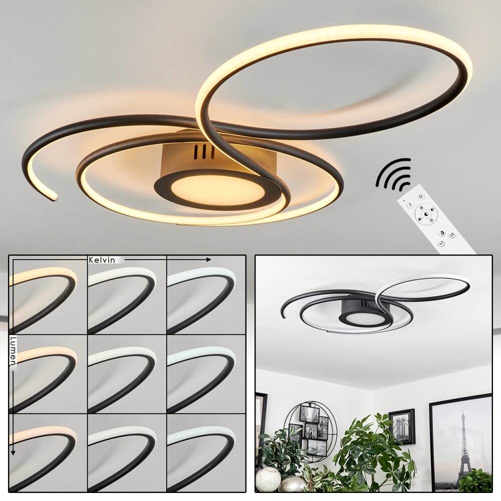 Olok Lámpara de Techo LED Negro, 1 luz, Mando a distancia main product photo