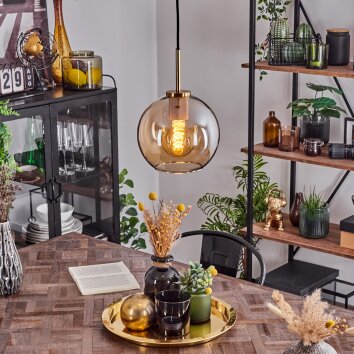 Koyoto Lámpara Colgante Cristal 20 cm dorado, Negro, 1 luz