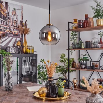 Koyoto Lámpara Colgante Cristal 20 cm dorado, Negro, 1 luz