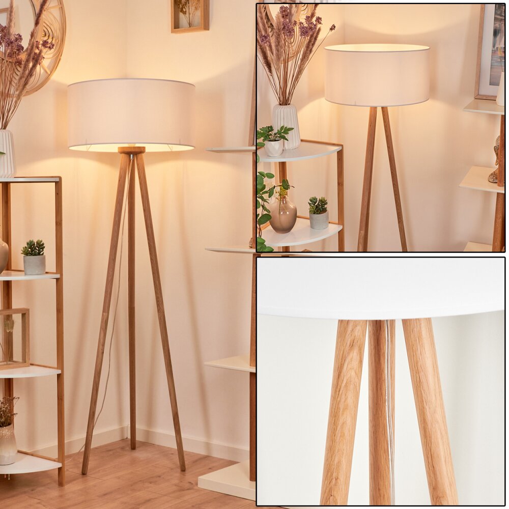 Saladillo Lámpara de Pie Madera oscura, Blanca, 1 luz main product photo