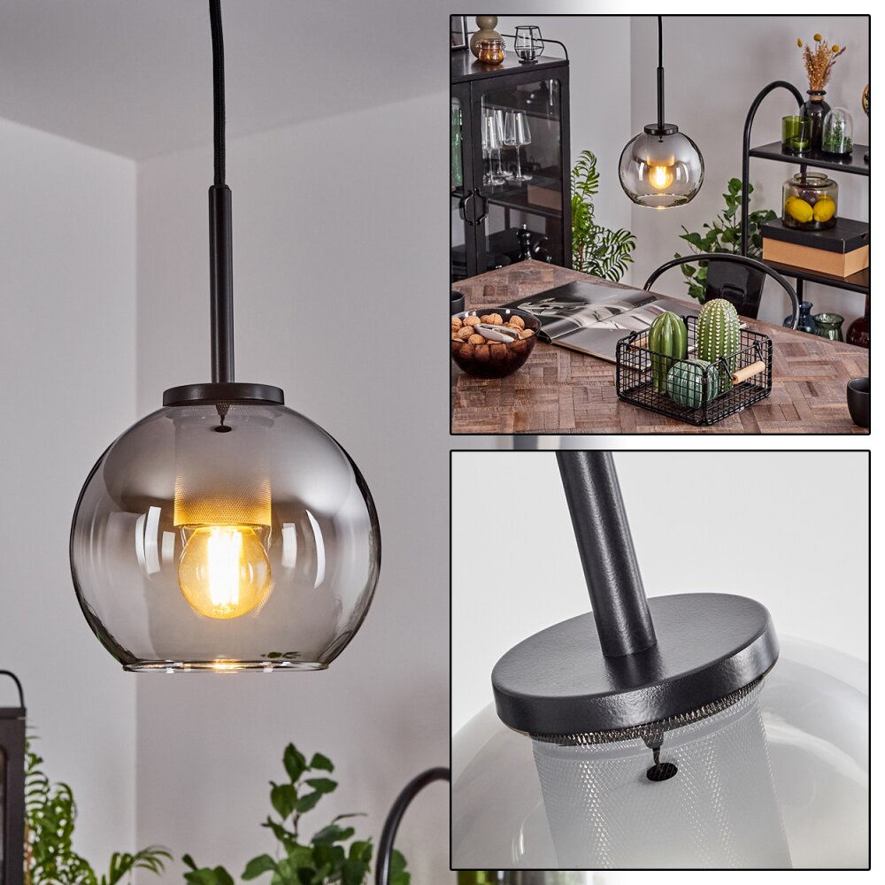 Koyoto Lámpara Colgante Cristal 15 cm Acero inoxidable, Negro, 1 luz main product photo