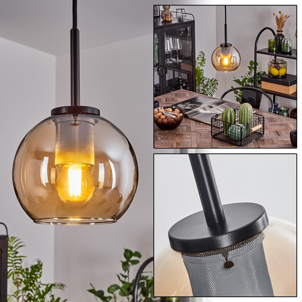 Koyoto Lámpara Colgante Cristal 15 cm Acero inoxidable, Negro, 1 luz main product photo