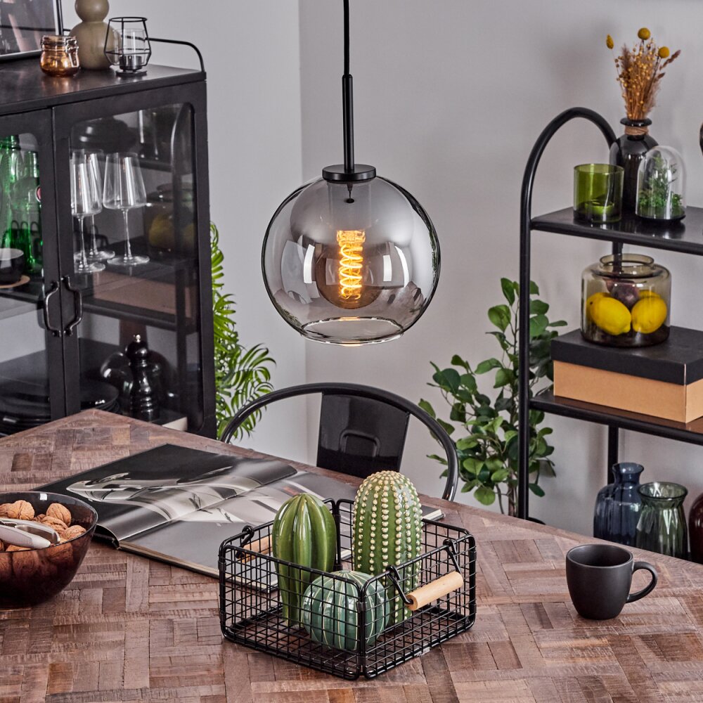 Koyoto Lámpara Colgante Cristal 20 cm Acero inoxidable, Negro, 1 luz main product photo