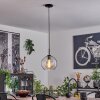Koyoto Lámpara Colgante Cristal 25 cm Acero inoxidable, Negro, 1 luz