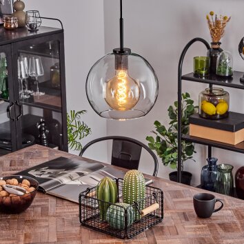 Koyoto Lámpara Colgante Cristal 25 cm Acero inoxidable, Negro, 1 luz Koyoto Lámpara Colgante Cristal 25 cm Acero inoxidable, Negro, 1 luz