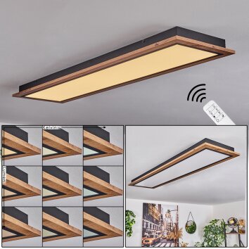 Salmi Lámpara de Techo LED Color madera, 1 luz, Mando a distancia