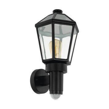 EGLO MONSELICE Aplique para exterior Negro, 1 luz, Sensor de movimiento