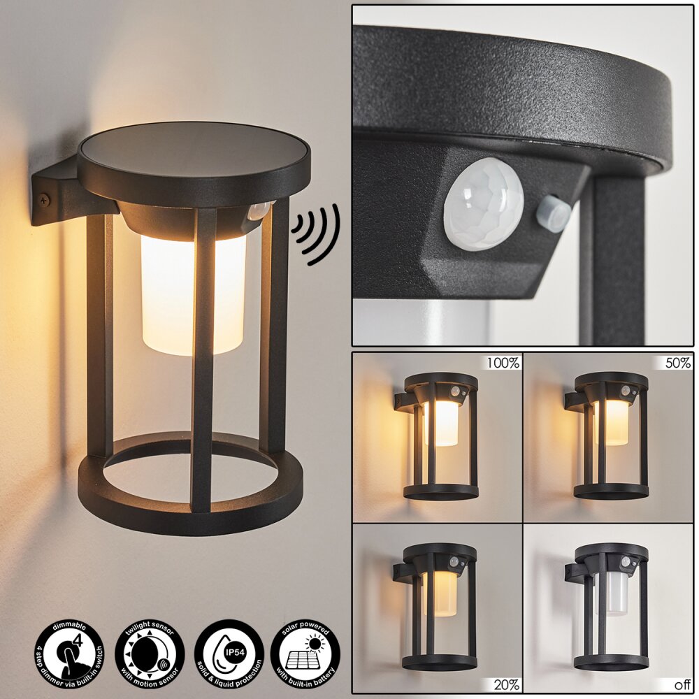Lokpano Aplique para exterior LED Negro, 1 luz, Sensor de movimiento, Cambia de color main product photo