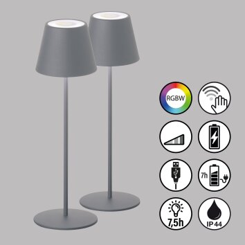 FHL easy Cosenza Lámpara de mesa 2 Set LED Gris, 1 luz, Cambia de color