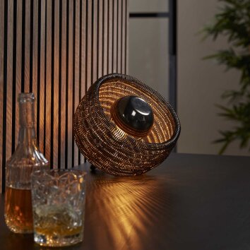 Coil Lámpara de mesa marrón oscuro, Níquel-mate, 1 luz
