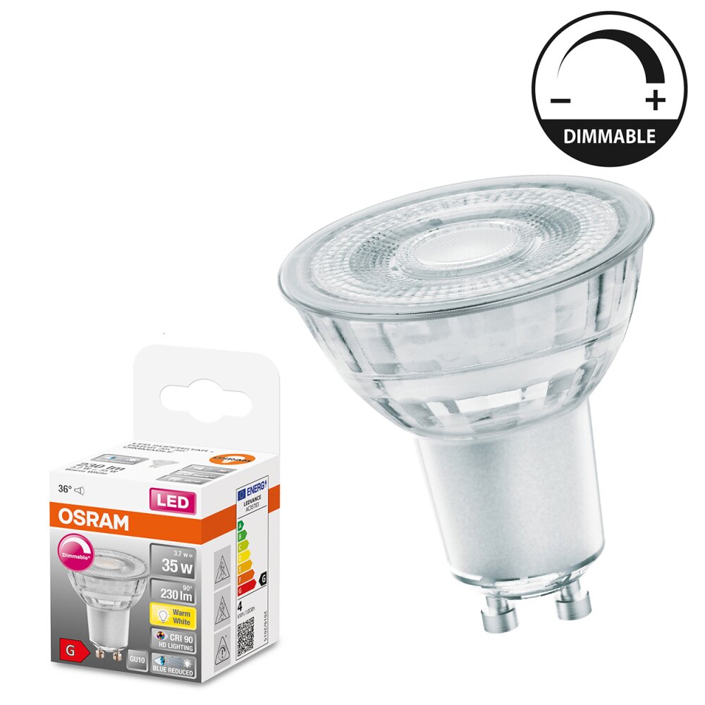 OSRAM SUPERSTAR PLUS LED GU10 3.7 W 2700 Kelvin 230 Lumen main product photo