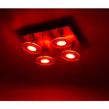 Leuchten Direkt LOLA-MIKE Lámpara de Techo LED Acero inoxidable, 4 luces, Mando a distancia, Cambia de color