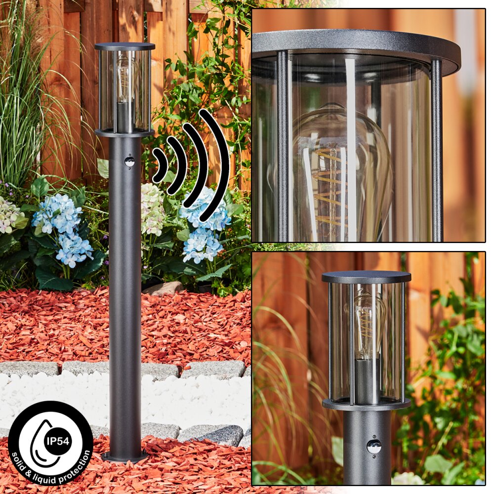 Sumalao Poste de Jardín Negro, 1 luz, Sensor de movimiento main product photo